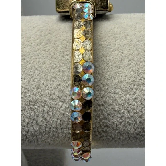Missing Stones Kirks Folly Cuff Rhinestone Ladies Watch New Battery 19MM 6" - Picture 5 of 12